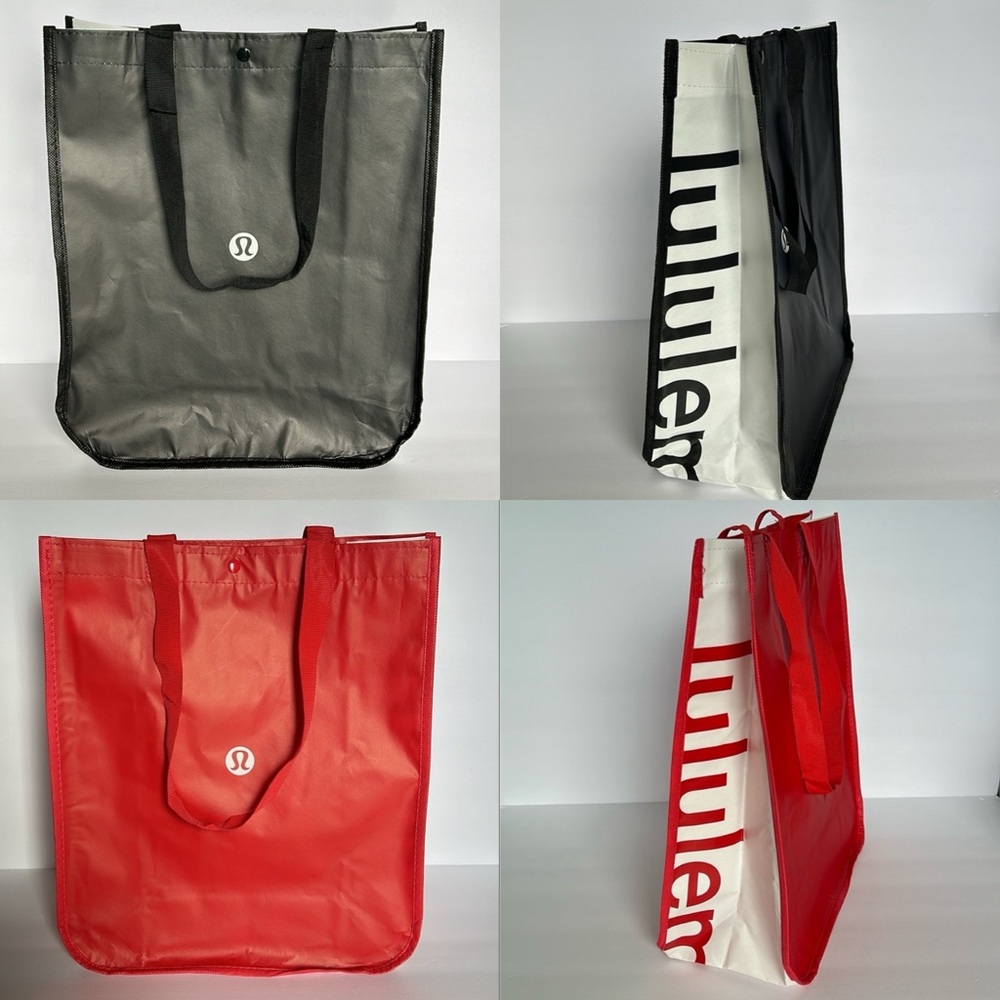 🆕 LULULEMON 2 Reusable Tote Bundle Carryall Handbag Shopping Bag Black & Red NEW